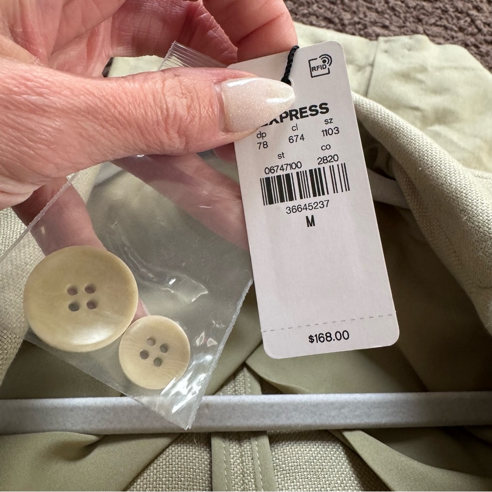 NEW EXPRESS ELM LINEN BLEND OVERSIZED BOYFRIEND BLAZER SZ M MEDIUM NEW $168 - Picture 6 of 11